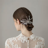 Wedding Barrette with Crystal Leaf Design