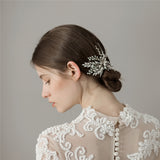 Wedding Barrette with Crystal Leaf Design