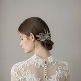 Wedding Barrette with Crystal Leaf Design