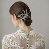 Wedding Barrette with Crystal Leaf Design