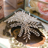 Wedding Barrette with Crystal Leaf Design