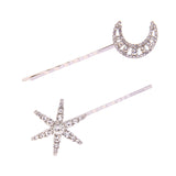 Crystal Star and Moon Hair Clips