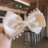 Bowknot-Design Barrette with Diamond Decoration