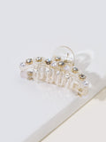 Claw-Style Hair Clip with Diamond and Pearl Decoration