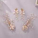 Wedding-Style Leaf Design Hair Clip and Ear Ring Combo