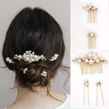 Wedding Style Diamond Hair Clip Combo (5 Pcs)