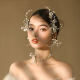 Wedding-Style Leaf Design Hair Clip and Ear Ring Combo